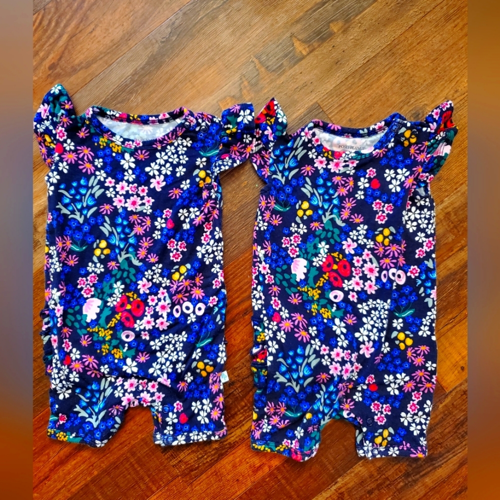 COPY - Posh Peanut Bamboo Romper baby girl 0-3 months floral